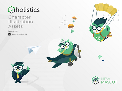 Character Design - Holistics Mascot character illustration mascot mascot character mascot design owl illustration ui design uidesign uiux vector