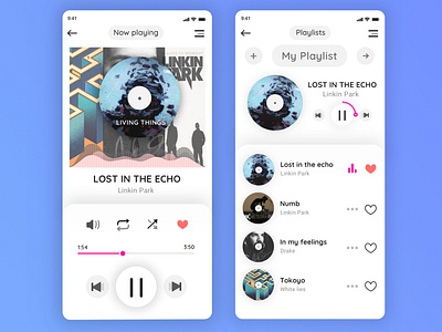 Music Player concept album app flat design illustration mobile mobile app music music player player playlists records simple sketch ui ui concept ux