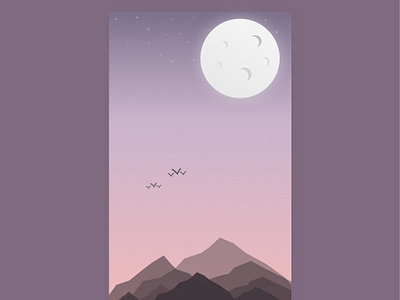 Hazy night illustration art artwork experimental gradient hazy illustration minimalism moon mountains night pink sketchapp vector art