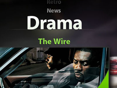 Drama caroussel dark green title tv ui ux
