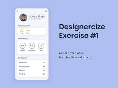 Habit-tracking app : User Profile app app design design minimal mobile mobile app mobile ui product productdesign ui uidesign uiux ux uxdesign