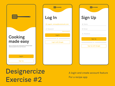 Recepie app : Log In and Sign Up