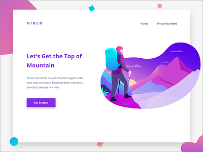 HIKER Landing Page header hero hiker illustration landing page mountain vector website