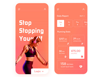Fitness App Interface app branding design fitness fitness app gym health jogging minimal running track typography ui ux web website websites