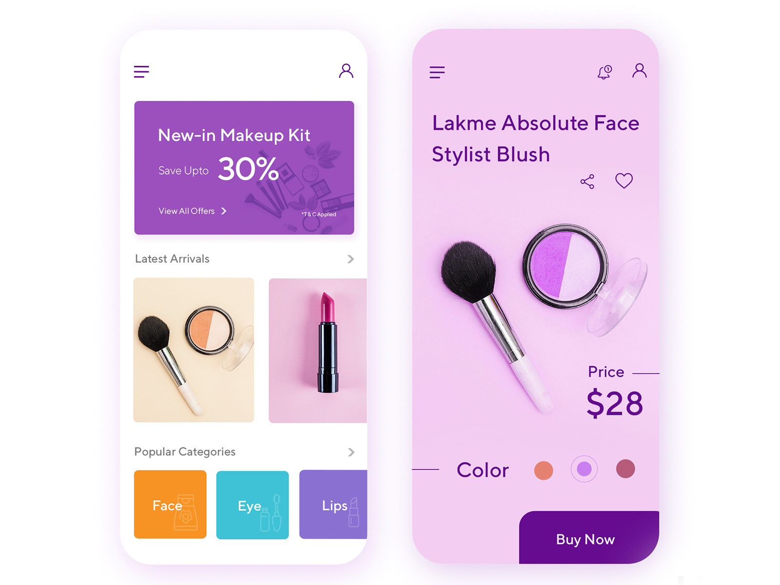 Cosmetics App Interface by Naveen M on Dribbble