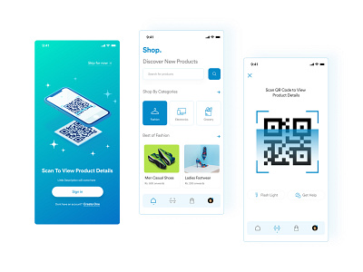 E-Commerce App Interface app branding design ecommerce minimal qr code scan shopping ui ux web