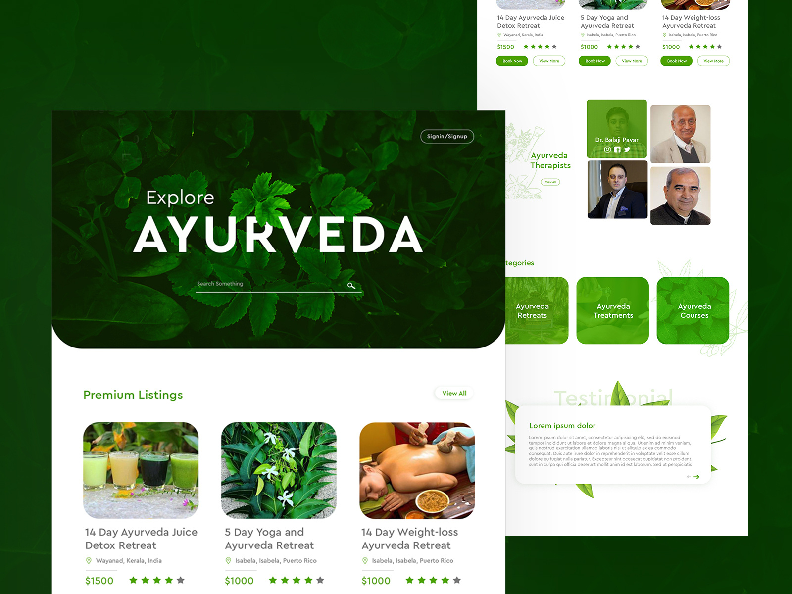 AYURVEDA HOMEPAGE DESIGN by Naveen M on Dribbble