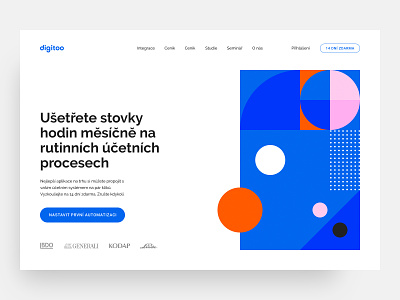 Digitoo (work in progress) abstract abstraction blue clean clean ui color colorful contrast illustration landing page minimalism minimalistic orange pink ui vivid webdesign white work in progress
