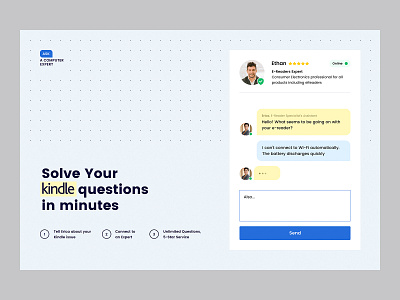 Ask a Computer Expert Landing Page billing chat chatting clean clean design clean ui flat flat design landing page light minimal minimalism minimalist minimalistic pastel payment questions typogaphy ui