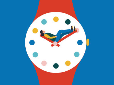 Nap time all the time character clock colors debuts flat illustration illustrator minimal nap sleep
