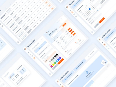 SaaS web aplication application calendar clean design color picker dashboad discount card download edit site email campaign figma icon design left navigation payment saas app steps table list tooltip ui ux upload