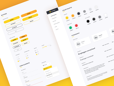 UI Kit for App app application branding button clear design font form guide hover icon kit logo navigation typography ui ui guide ui kit ux yellow