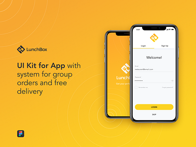 LunchBox application. UI guide app application branding button design flat forms icon login logo registration sign in sign up splash screen tabs typography ui ui guide ui kit ux