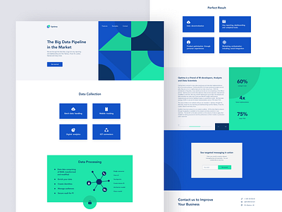 Optima landing page clean colorful design footer form geometric header home page icon landing page logo slider ui ux web