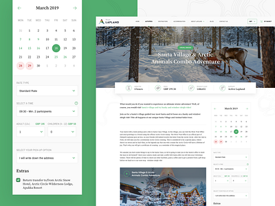 Visit lapland - Your adventure starts here accommodation adventure booking clean ui dashboard design finland hotel hotel booking landing page landing page design lapland netherlands search sketch snow sweden traveling website