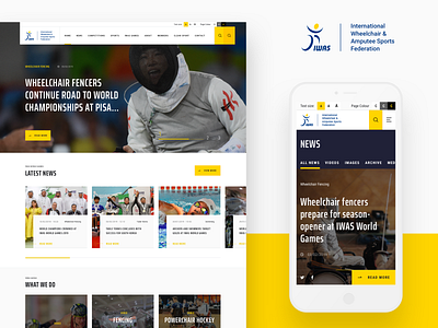 International Wheelchair and Amputee Sports Federation accessibility application federation fencing homepage landingpage mobile news app newsfeed portal sport sports design wcag wheelchair whitespace yellow