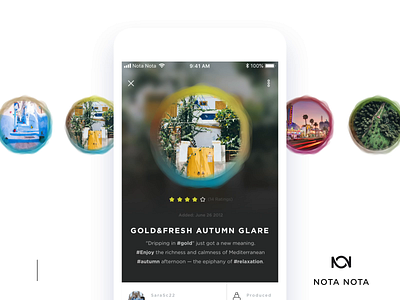 NOTA NOTA Community animation application circle fragrance gradient microinteractions mobile app motion design perfume perfume designer scent sharing stx stxnext