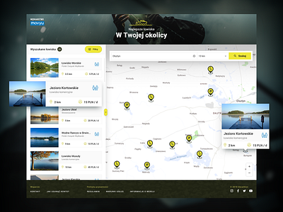 Movyu Fishery Map application decathlon design filters fishery geolocalisation lakes location map movyu search sidebar sketch stx stxnext tiles ui user experience user inteface ux