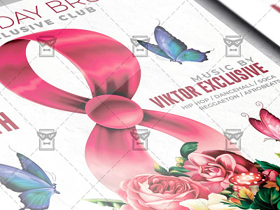 Woman's Day Brunch Template - Flyer PSD + Instagram Ready Size 8 march celebration womans day flyer psd womans day flyer psd