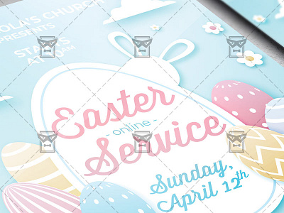Easter Online Service Template - Flyer PSD + Instagram Ready Siz easter online service stay at home