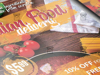 Delivery Italian Food Template - Flyer PSD + Instagram Ready Siz italian food delivery together at home