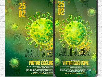 Anti Virus Party Flyer PSD - Optimized for Instagram anti virus online party anti virus party flyer instagram puzzle psd online flyer design together at home