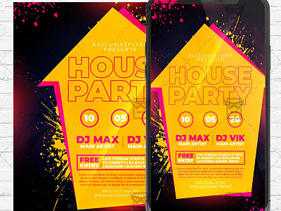 House Party Flyer PSD - Optimized for Instagram stay home party flyer stay home party flyer