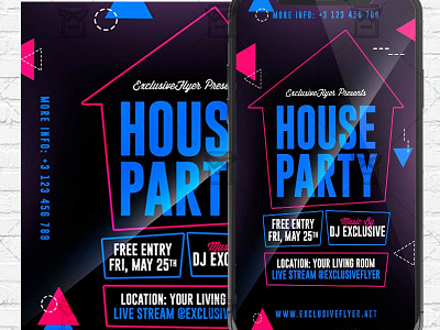 Stay Home Party Flyer PSD - Optimized for Instagram stay home party flyer