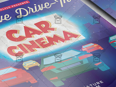 Drive-In Car Cinema - Flyer PSD Template open air cinema