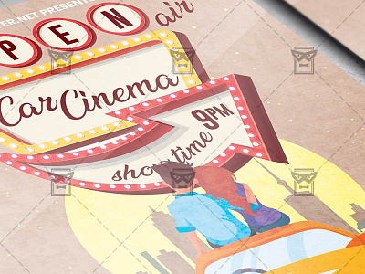 Open Air Car Cinema - Flyer PSD Template open air cinema