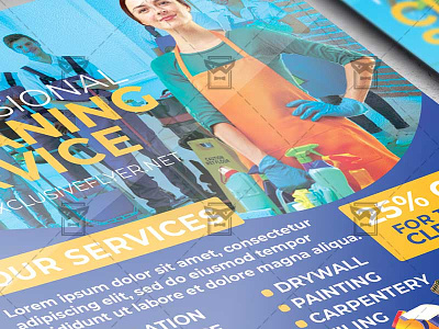 Professional Cleaning Service - Flyer PSD Template sparkling clean
