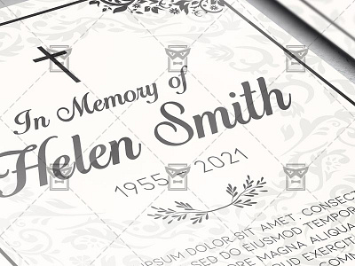Vintage Funeral Card - Flyer PSD Template memory ceremony memory ceremony