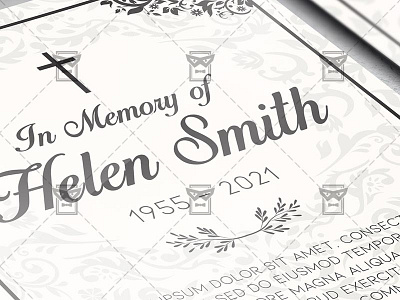 Vintage Funeral Card - Flyer PSD Template