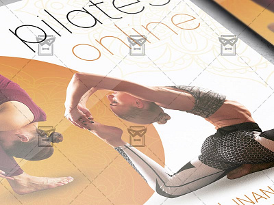 Online Pilates - Flyer PSD Template yoga school flyer