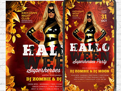 Halloween Superheroes Party - PSD Templates for Instagram superheroes party