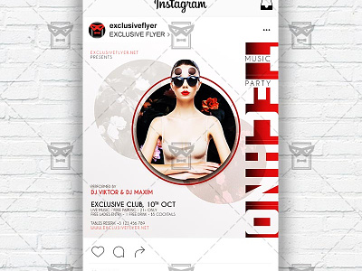 Techno Music Party - Instagram Post and Stories PSD Template flyer psd flyer techno techno techno club party techno flyer techno flyer design techno music techno night techno party