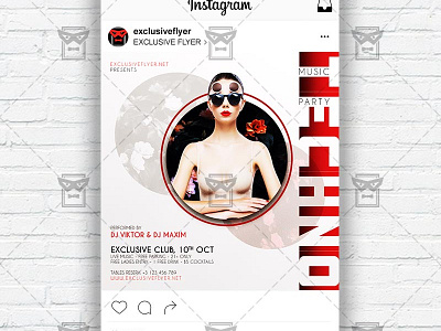 Techno Music Party - Instagram Post and Stories PSD Template