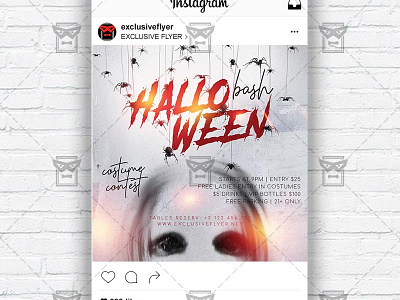 Halloween Bash - Instagram Post and Stories PSD Template costume contest flyer costume party halloween halloween flyer halloween flyer design halloween party halloween queen halloween superheroes halloween superheroes flyer kids halloween party superheroes party