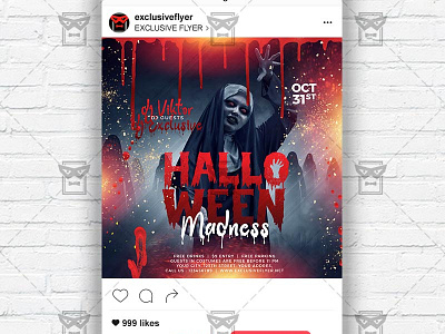 Halloween Madness - Instagram Post and Stories PSD Template costume contest flyer costume party halloween halloween flyer halloween flyer design halloween party halloween queen halloween superheroes halloween superheroes flyer kids halloween party superheroes party