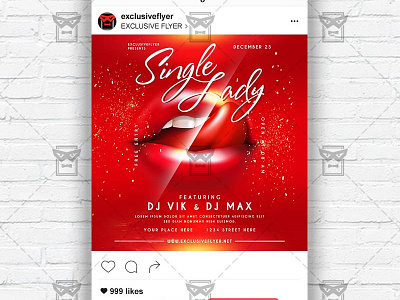 Single Lady - Instagram Post and Stories PSD Template girls power ladies night out ladies party single ladies single lady single lady flyer single lady party single lady template