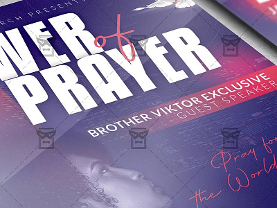 Power of Prayer - Flyer PSD Template christmas service church conference church event gospel night prayer flyer sunday service worship event worship event