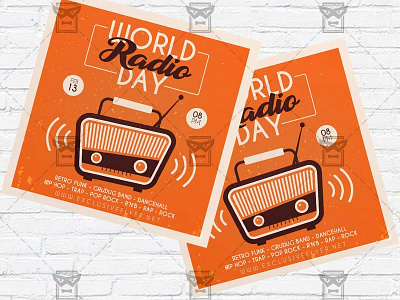 Radio Day - Flyer PSD Template facebook flyer instagram flyer radio party radio show world radio day