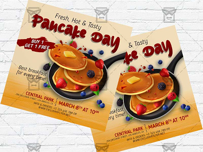 Pancake Day Celebration - Flyer PSD Template facebook flyer instagram flyer maslenitsa day maslenitsa flyer pancake day pancake flyer pancakes day celebration pancakes event