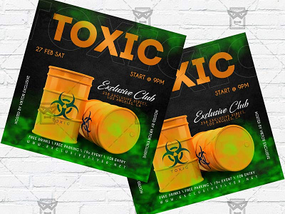 Toxic Party - Flyer PSD Template antivirus flyer antivirus party club lfyer facebook party instagram flyer instagram party toxic toxic club flyer toxic club template toxic flyer toxic night toxic party