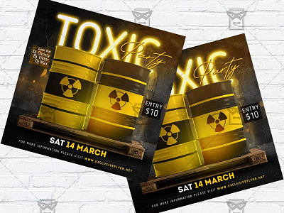 Toxic Night - Flyer PSD Template antivirus flyer antivirus party club lfyer facebook party instagram flyer instagram party toxic toxic club flyer toxic club template toxic flyer toxic night toxic party