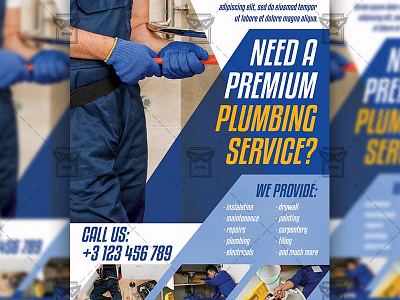 Plumber Service - Flyer PSD Template handyman flyer handyman flyer design handyman service handyman service flyer handyman template plumber flyer plumber service plumbing flyer plumbing service
