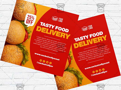 Food Delivery - Flyer PSD Template burger flyer delivery delivery flyer fastfood flyer fastfood template food food delivery template food flyer pizza delivery pizza flyer pizzeria flyer