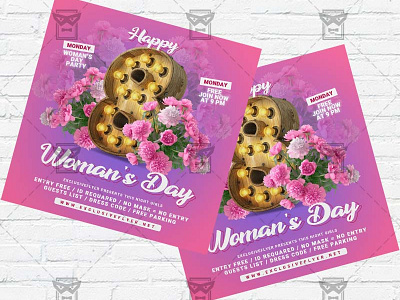 Happy Women Day - Flyer PSD Template 8 march 8 march celebration 8 march flyer girls night out instagram flyer design international womans day ladies party womans day celebration womans day flyer womans day flyer psd