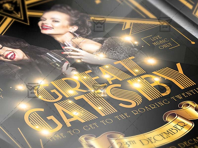 Great Gatsby Night - Club A5 Flyer Template 1920s gatsby party great gatsby great gatsby night luxury night retro night retro party