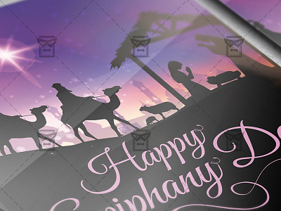 Happy Epiphany Day - Free Seasonal A5 Flyer Template belfilic star christmas star epiphany celebration epiphany party epiphany star free flyer free psd happy epiphany day la befana la befana celebration la befana night